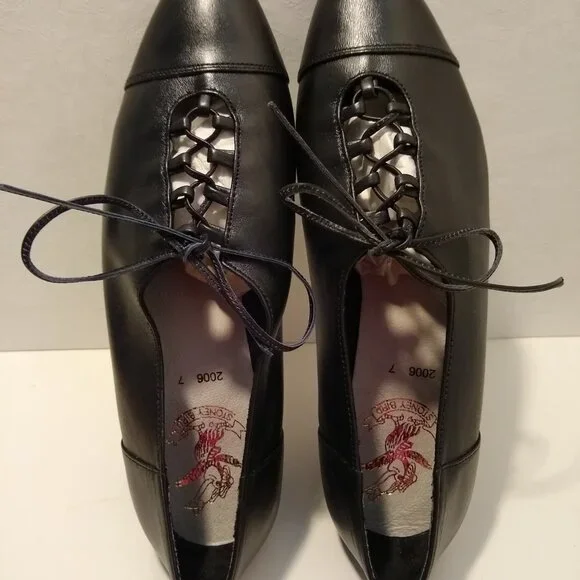 Dance Shoes 1.6" Cuban Heel Lace Up Ballroom Shoes Size 7 - Picture 1 of 9